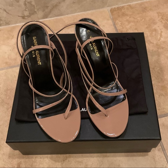 SAINT LAURENT NUDE PARIS STRAPS SANDAL SIZE 38.5 NEVER WORN WITH BOX AND DUSTBAG - Picture 5 of 6